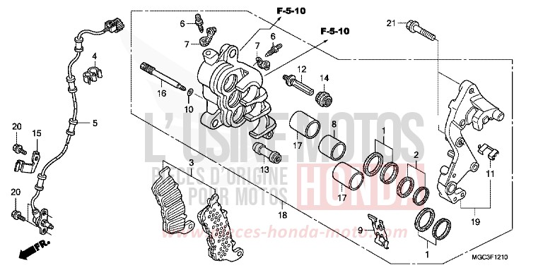 R. FRONT BRAKE CALIPER (CB1100A) for CB1100 ABS GRAPHITE BLACK (NHB01) from 2013